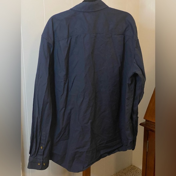 Carhartt Relaxed-Fit Long-Sleeve Button-Down Canvas Shirt Navy 2XL - Picture 3 of 7